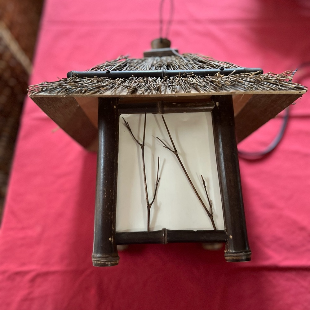 rustic asian tiki bar wood hanging lpendant amp